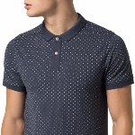 Polo Tommy Hilfiger homme modèle Kaz gris bleu à motifs