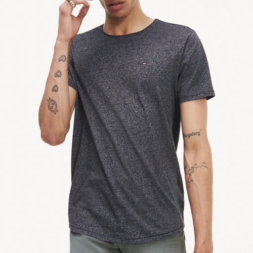 T Shirt slim Tommy Hilfiger Jeans homme en coton chiné noir