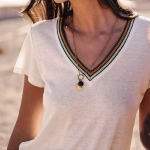 T Shirt en lin Freeman T Porter femme Tonia blanc