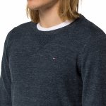 Pull Tommy Hilfiger homme modèle Ethan bleu marine chiné col rond