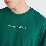 T Shirt Tommy Jeans vert avec logo brodé