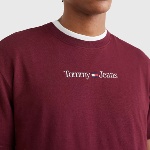 T Shirt Tommy Jeans bordeaux avec logo brodé