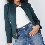 Veste en en suédine verte Salsa femme