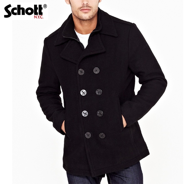 Schott - Caban Schott pour homme modèle Cyclone 2 noir avec doublure amovible