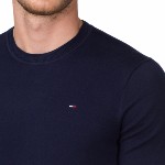 Pull Tommy Hilfiger homme modèle Tamber bleu marine, col rond