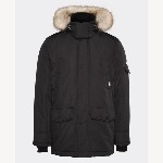 Manteau Parka Tommy Hilfiger homme couleur noir, col fausse fourrure