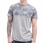 Tee Shirt LTC Le Temps des Cerises homme Tropical gris motifs sur le haut