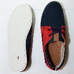 Chaussures bateau Tommy Hilfiger Miles en cuir bleu marine et rouge