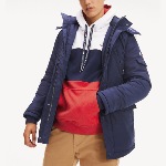 Parka Tommy Jeans homme bleu marine avec col fourrure