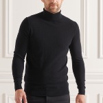 Pull col roulé Superdry homme en laine d'agneau noire