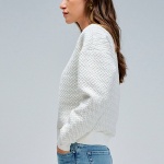 Sweat Salsa Jeans femme blanc motifs brodés or