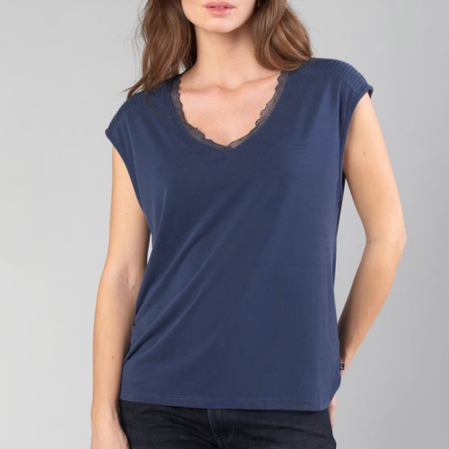 T Shirt Le Temps des Cerises femme Nate bleu marine