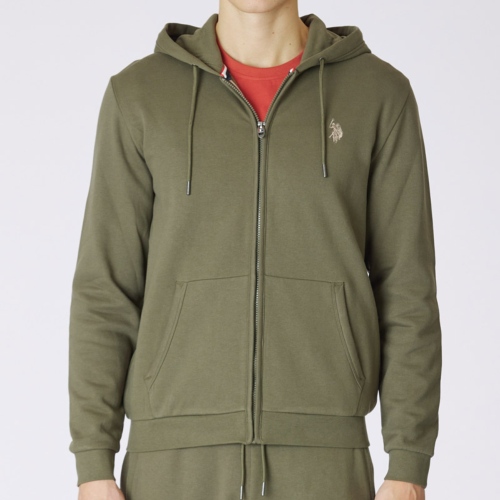 Veste Sweat zippé capuche Us Polo Assn kaki