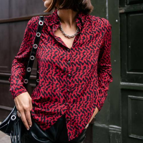 Chemisier Freeman T Porter Felicie Geobi rouge et noir