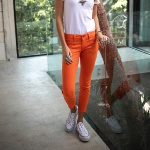 Jean 7/8 éme femme Freeman T Porter Alexa Cropped orange tigerlily