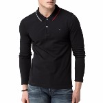 Polo Tommy Hilfiger homme manches longues modèle Paddy noir