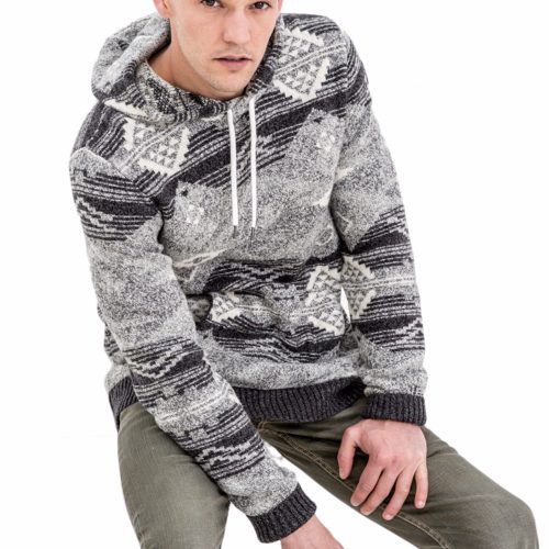 Pull Homme LTC Le Temps des Cerises gris à motifs