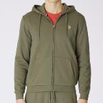 Veste Sweat zippé capuche Us Polo Assn kaki