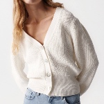 Gilet cardigan Salsa femme blanc light pearl