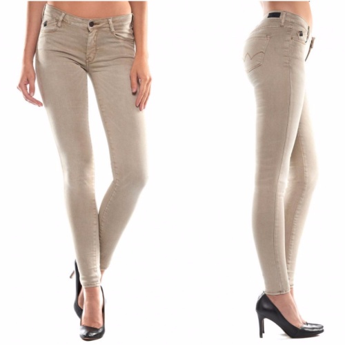 Jean Le Temps des Cerises Ultrapower beige wa112 coupe skinny femme