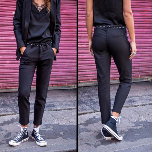 Pantalon city noir Freeman T Porter femme modèle Claudia